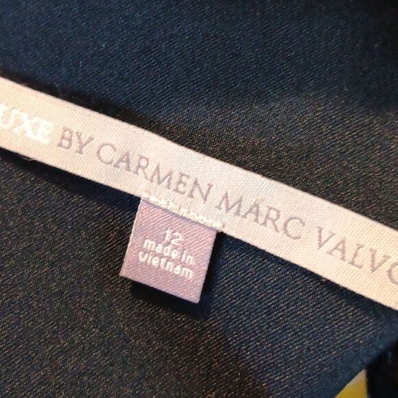 Luxe By Carmen Marc Valvo Stylish Black,Yellow And Blue Colorblock Dress - Picture 6 of 9